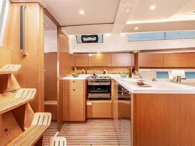 Galley of Libertas, a Bavaria C45 Style sailboat at Grad Pula, Croatia