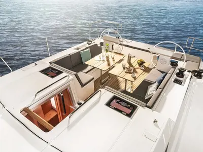 Deck of Libertas, a Bavaria C45 Style sailboat at Grad Pula, Croatia