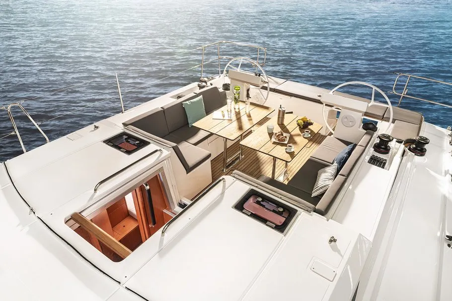 Deck of Libertas, a Bavaria C45 Style sailboat at Grad Pula, Croatia