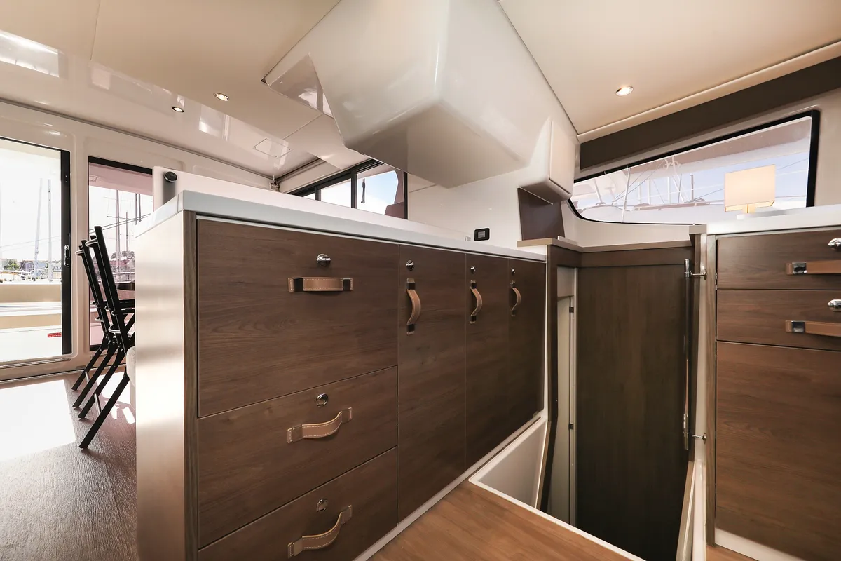 Galley of Calypso , a Bali 4.4 catamaran at Grad Biograd na Moru, Croatia