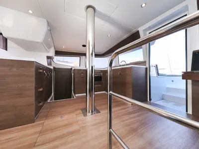 Galley of Calypso , a Bali 4.4 catamaran at Grad Biograd na Moru, Croatia