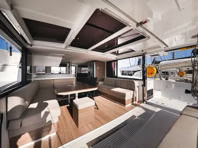 Salon of Calypso , a Bali 4.4 catamaran at Grad Biograd na Moru, Croatia