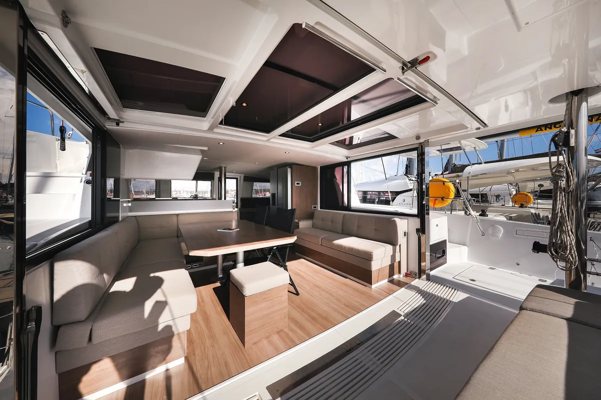 Salon of Calypso , a Bali 4.4 catamaran at Grad Biograd na Moru, Croatia