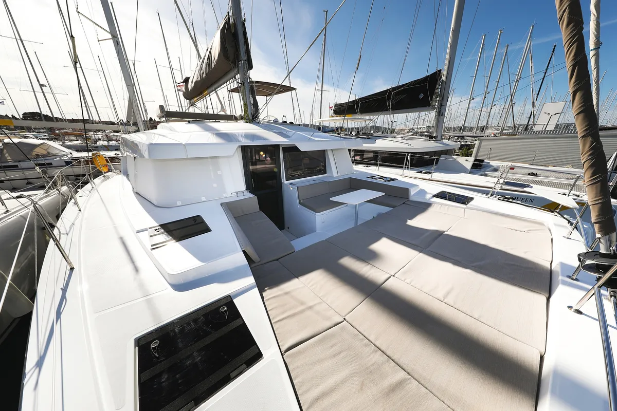 Deck of Calypso , a Bali 4.4 catamaran at Grad Biograd na Moru, Croatia