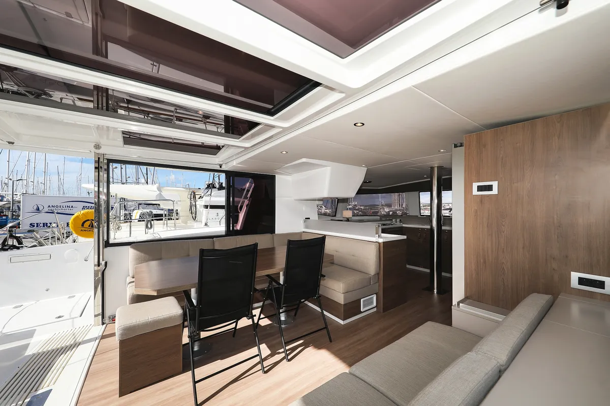 Salon of Calypso , a Bali 4.4 catamaran at Grad Biograd na Moru, Croatia