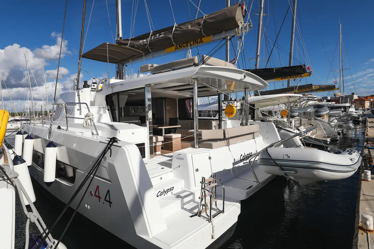 Exterior view of Calypso , a Bali 4.4 catamaran at Grad Biograd na Moru, Croatia