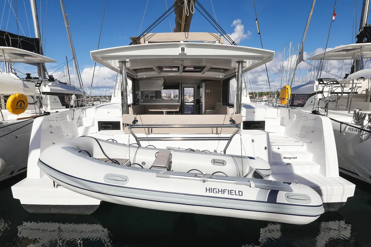 Exterior view of Calypso , a Bali 4.4 catamaran at Grad Biograd na Moru, Croatia