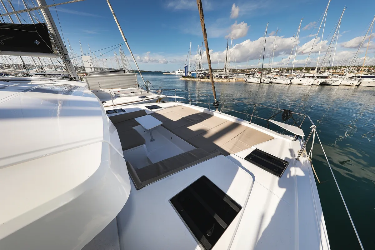 Deck of Calypso , a Bali 4.4 catamaran at Grad Biograd na Moru, Croatia