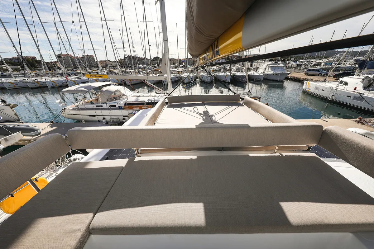 Deck of Calypso , a Bali 4.4 catamaran at Grad Biograd na Moru, Croatia