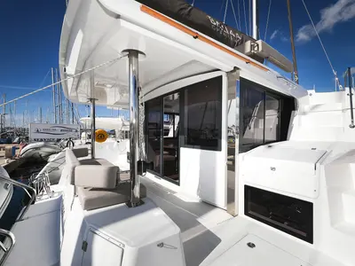 Deck of Calypso , a Bali 4.4 catamaran at Grad Biograd na Moru, Croatia