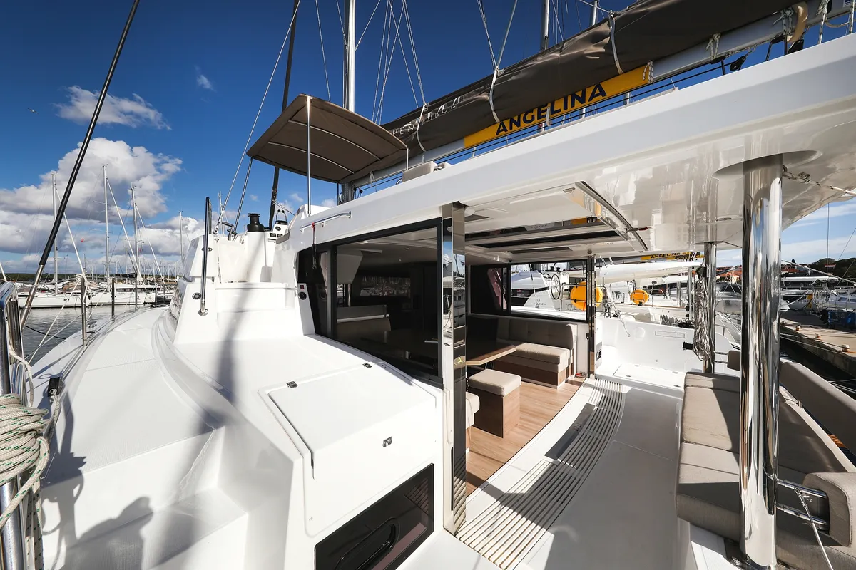 Deck of Calypso , a Bali 4.4 catamaran at Grad Biograd na Moru, Croatia