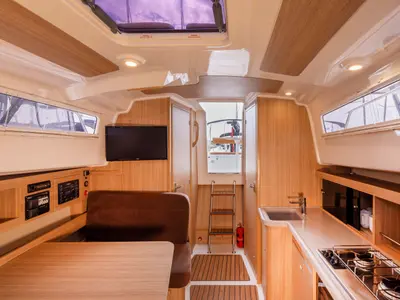 Salon of Polanski, a Northman Nexus Revo 870 Prestige motorboat at Sztynort, Poland