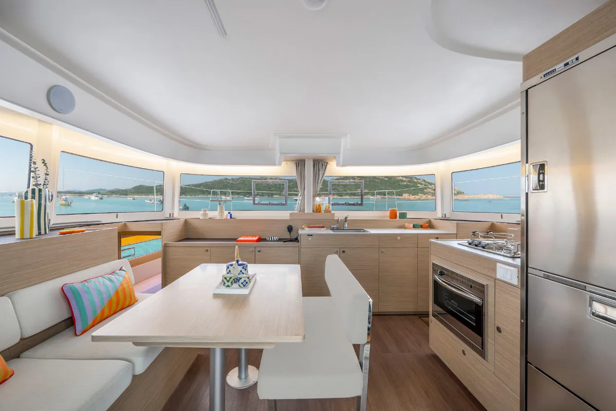 Galley of Premium, a Lagoon 38 catamaran at Municipal Unit of Lefkada, Greece
