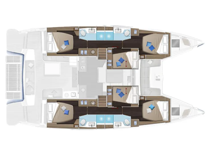Floor plan of Queen Alexandra, a Lagoon 51 catamaran at Trogir, Croatia