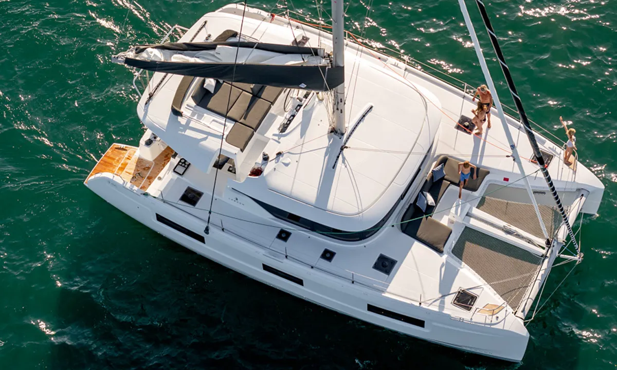 Exterior view of Queen Alexandra, a Lagoon 51 catamaran at Trogir, Croatia