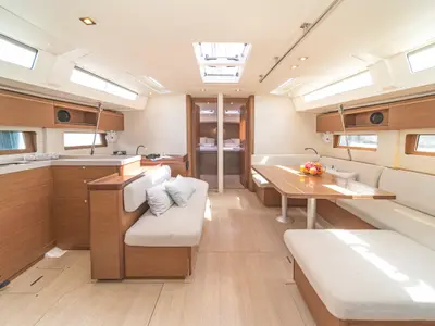 Salon of First Heartbeat, a Beneteau Oceanis 51.1 sailboat at Skradin, Croatia