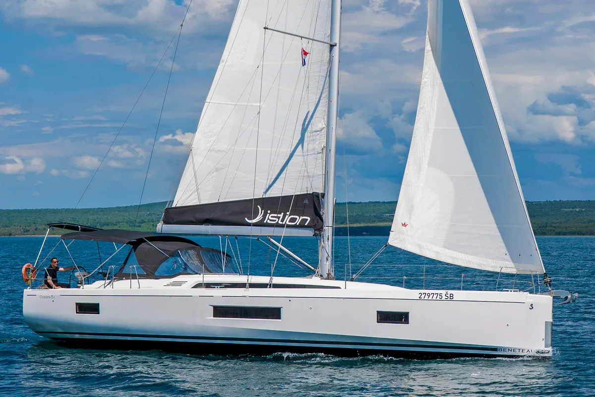 Exterior view of First Heartbeat, a Beneteau Oceanis 51.1 sailboat at Skradin, Croatia