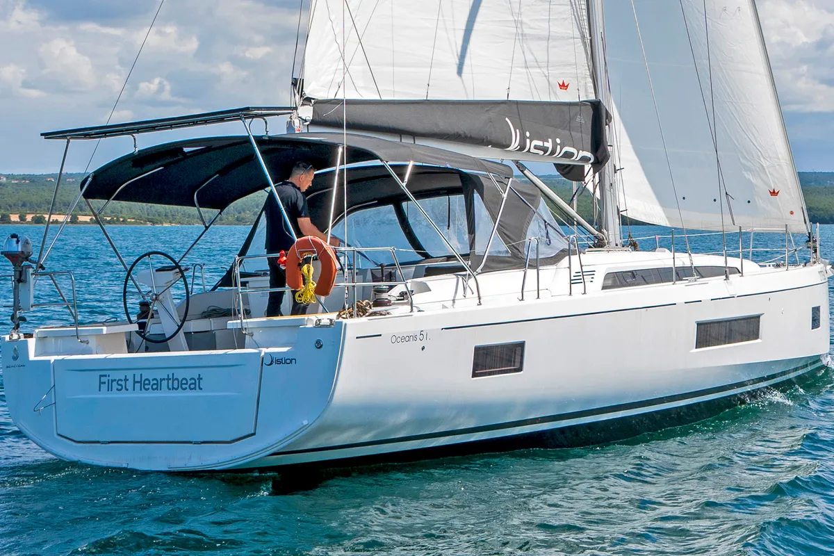 Exterior view of First Heartbeat, a Beneteau Oceanis 51.1 sailboat at Skradin, Croatia