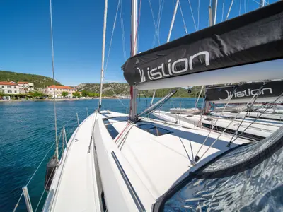 Deck of First Heartbeat, a Beneteau Oceanis 51.1 sailboat at Skradin, Croatia