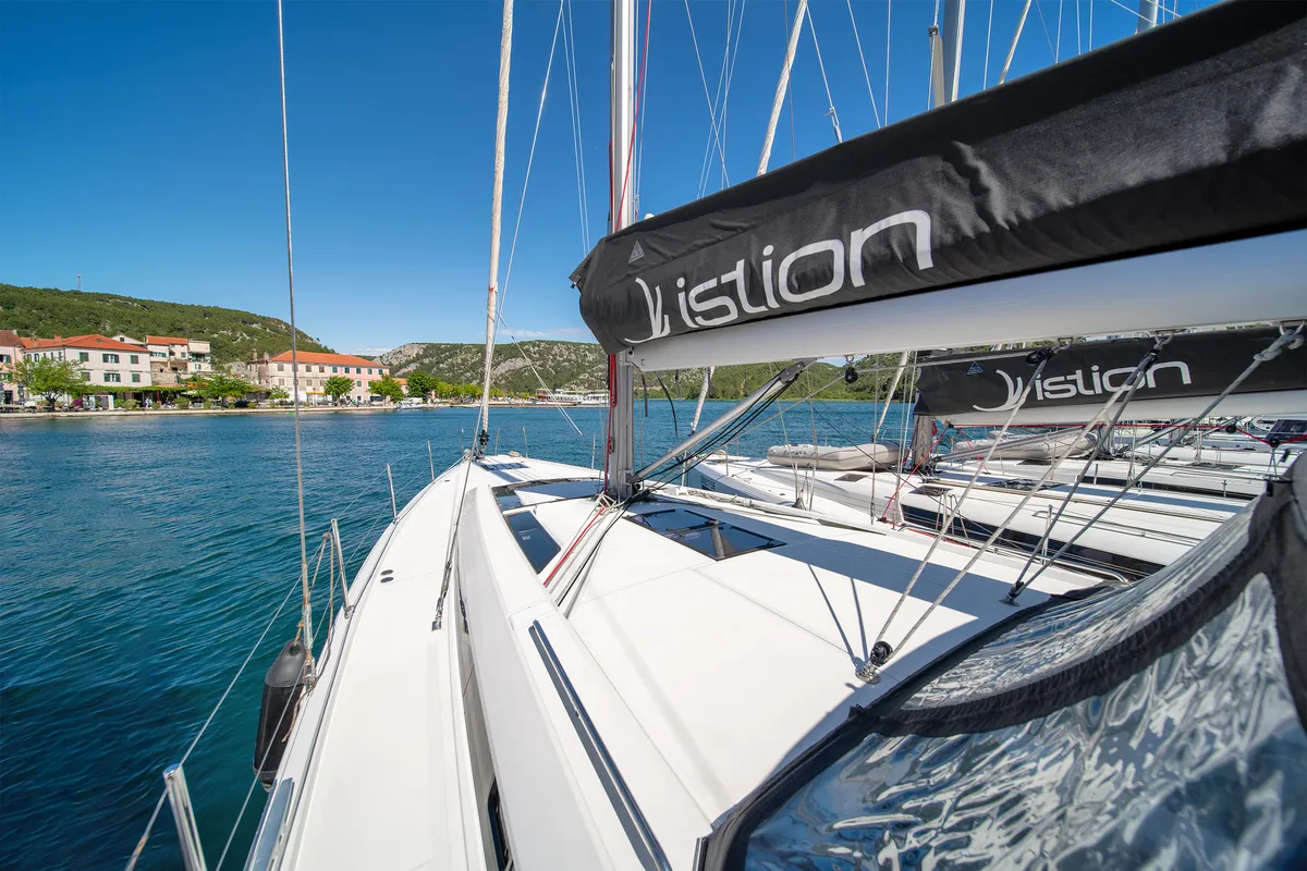 Deck of First Heartbeat, a Beneteau Oceanis 51.1 sailboat at Skradin, Croatia