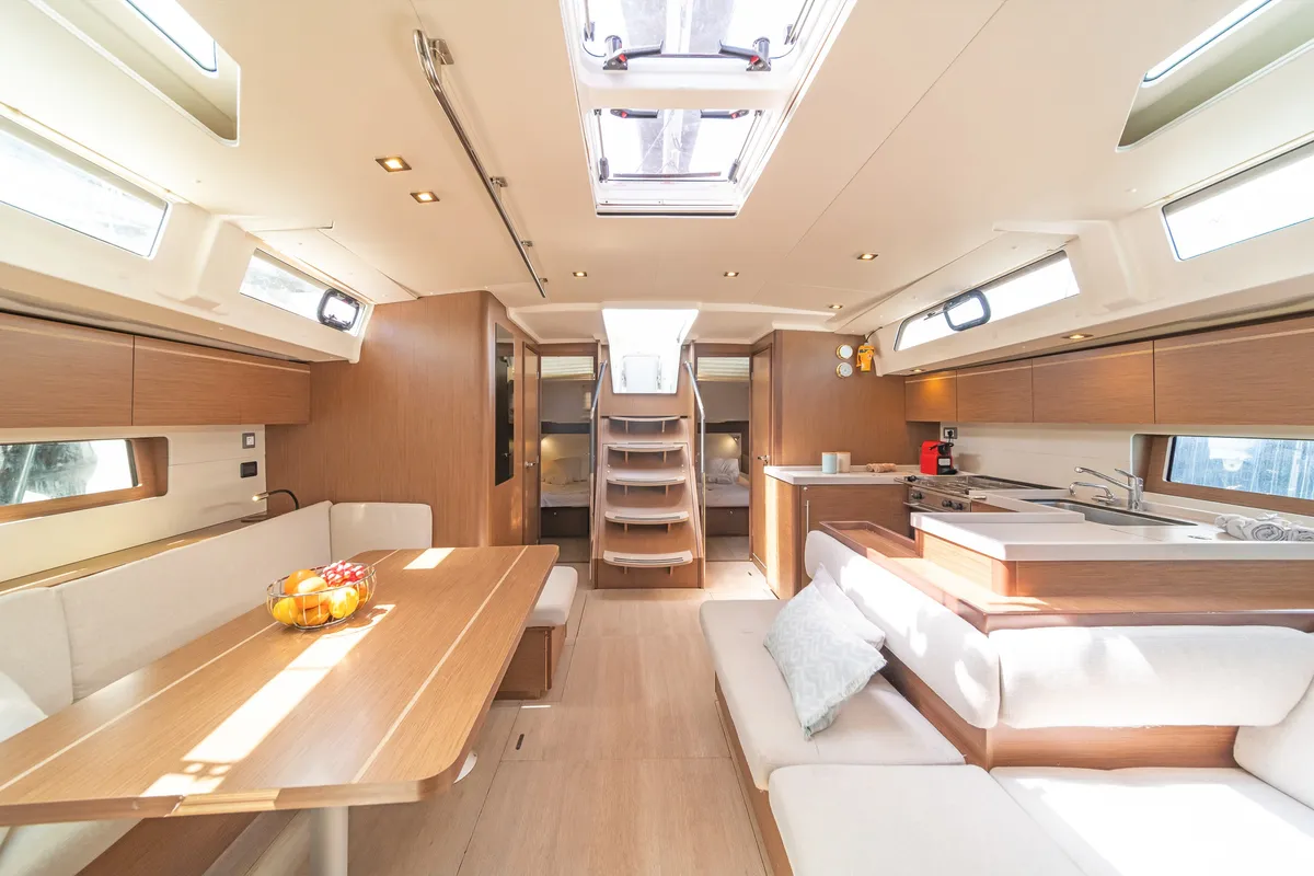 Salon of First Heartbeat, a Beneteau Oceanis 51.1 sailboat at Skradin, Croatia