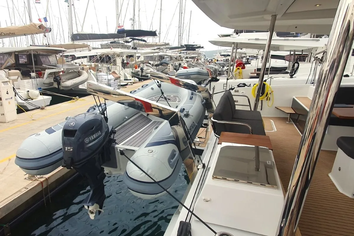 Deck of ADRIA BLUE, a Fountaine Pajot Elba 45 catamaran at Seget Donji, Croatia