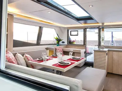 Salon of Sunsail 454L Premium, a Leopard 45 catamaran at Općina Marina, Croatia