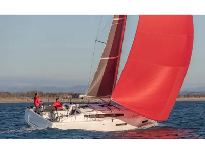 Phos, a Jeanneau Sun Odyssey 380 sailboat at Castellammare del Golfo, Italy