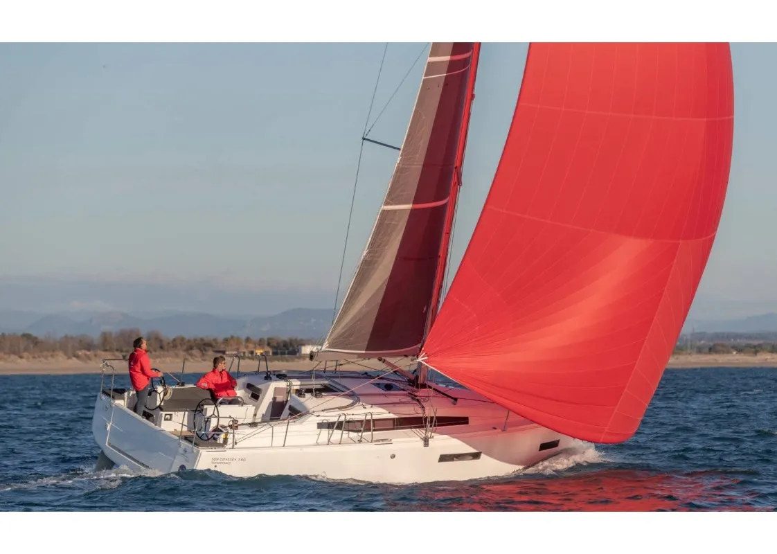 Phos, a Jeanneau Sun Odyssey 380 sailboat at Castellammare del Golfo, Italy