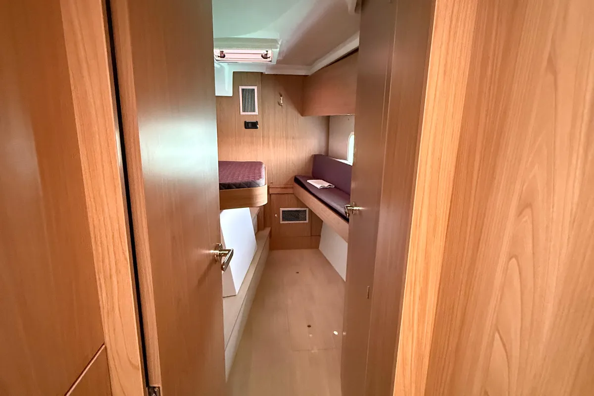 Cabin on Cloe, a Bali Catspace catamaran at Capo d'Orlando, Italy