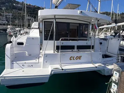 Deck of Cloe, a Bali Catspace catamaran at Capo d'Orlando, Italy