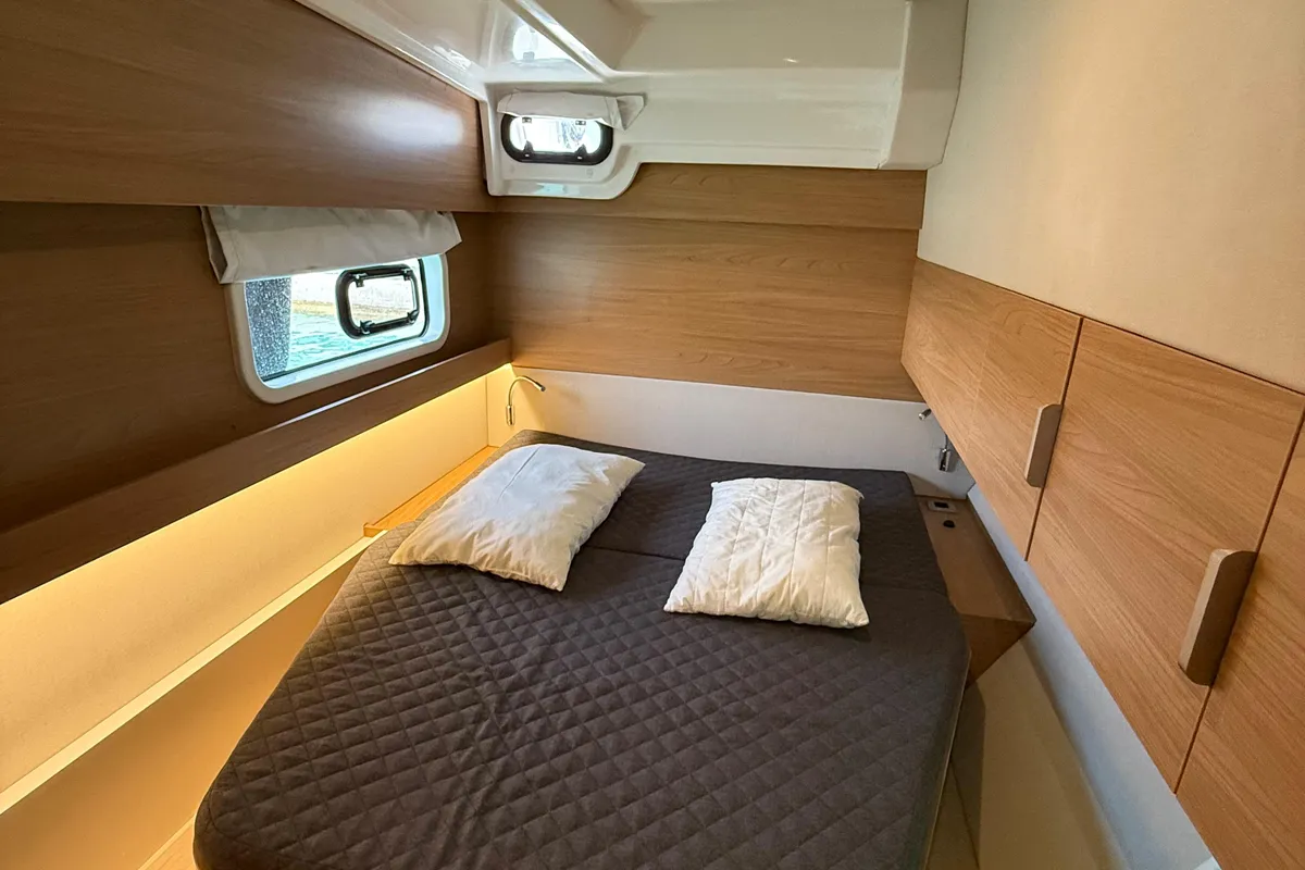 Cabin on Cloe, a Bali Catspace catamaran at Capo d'Orlando, Italy
