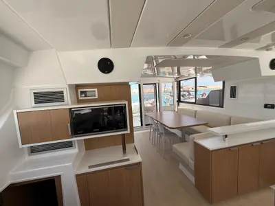 Galley of Cloe, a Bali Catspace catamaran at Capo d'Orlando, Italy