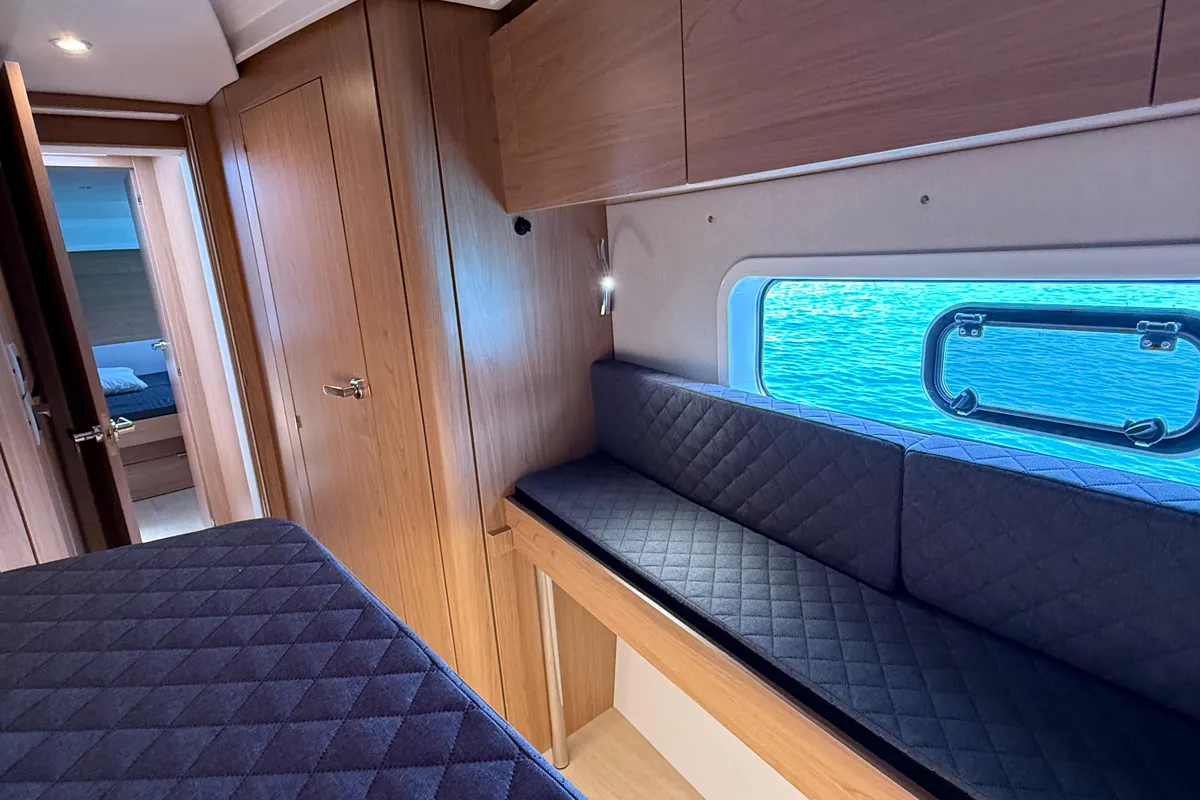 Cabin on Cloe, a Bali Catspace catamaran at Capo d'Orlando, Italy