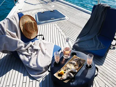 Deck of Yannis 65S, a Hanse 540e sailboat at Athens, Greece