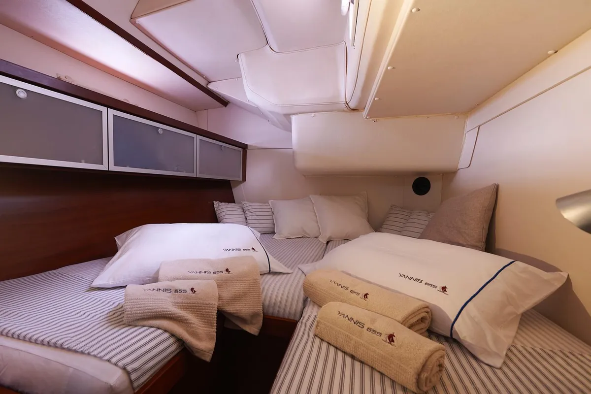 Cabin on Yannis 65S, a Hanse 540e sailboat at Athens, Greece