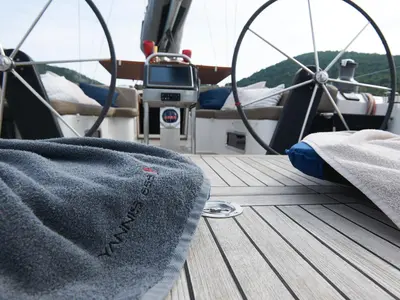 Cockpit of Yannis 65S, a Hanse 540e sailboat at Athens, Greece