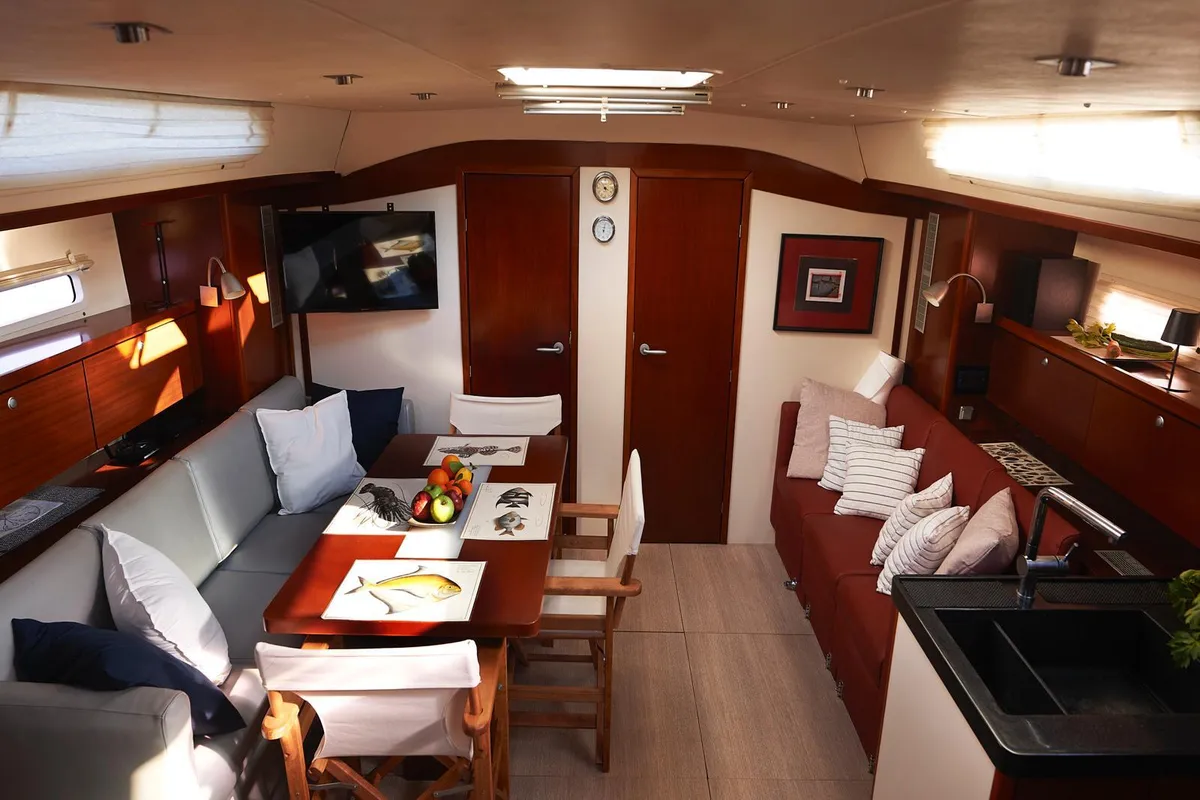 Salon of Yannis 65S, a Hanse 540e sailboat at Athens, Greece