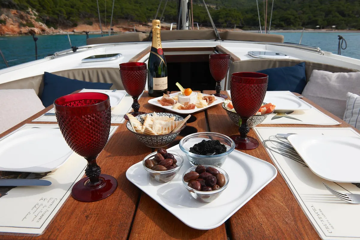Deck of Yannis 65S, a Hanse 540e sailboat at Athens, Greece