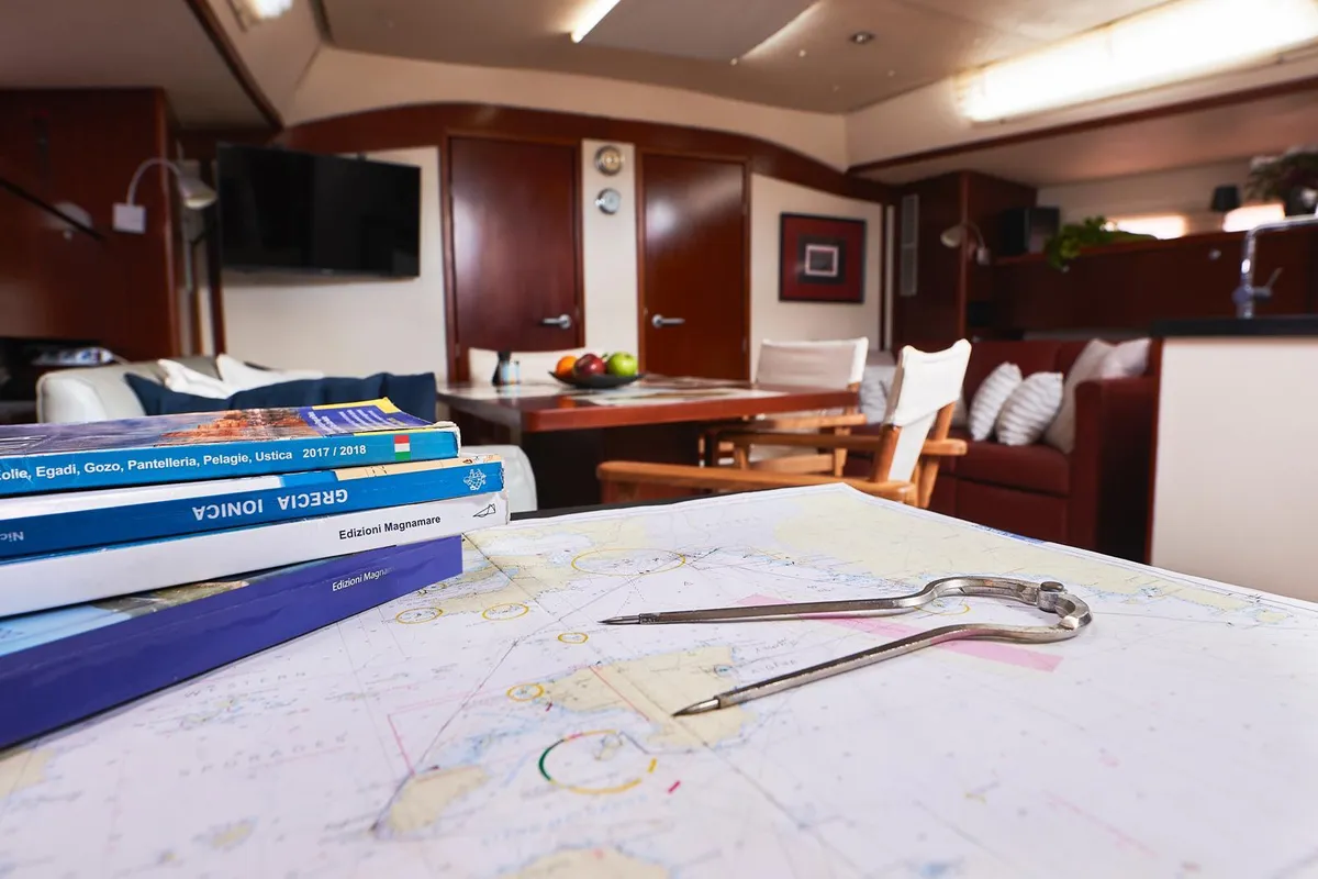 Salon of Yannis 65S, a Hanse 540e sailboat at Athens, Greece