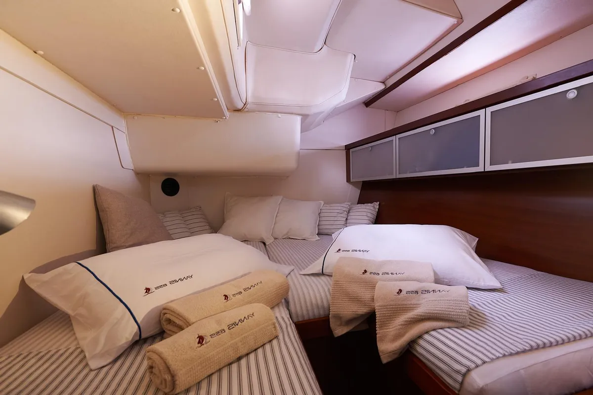 Cabin on Yannis 65S, a Hanse 540e sailboat at Athens, Greece