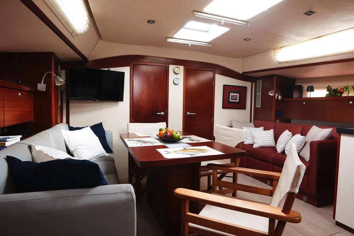 Salon of Yannis 65S, a Hanse 540e sailboat at Athens, Greece