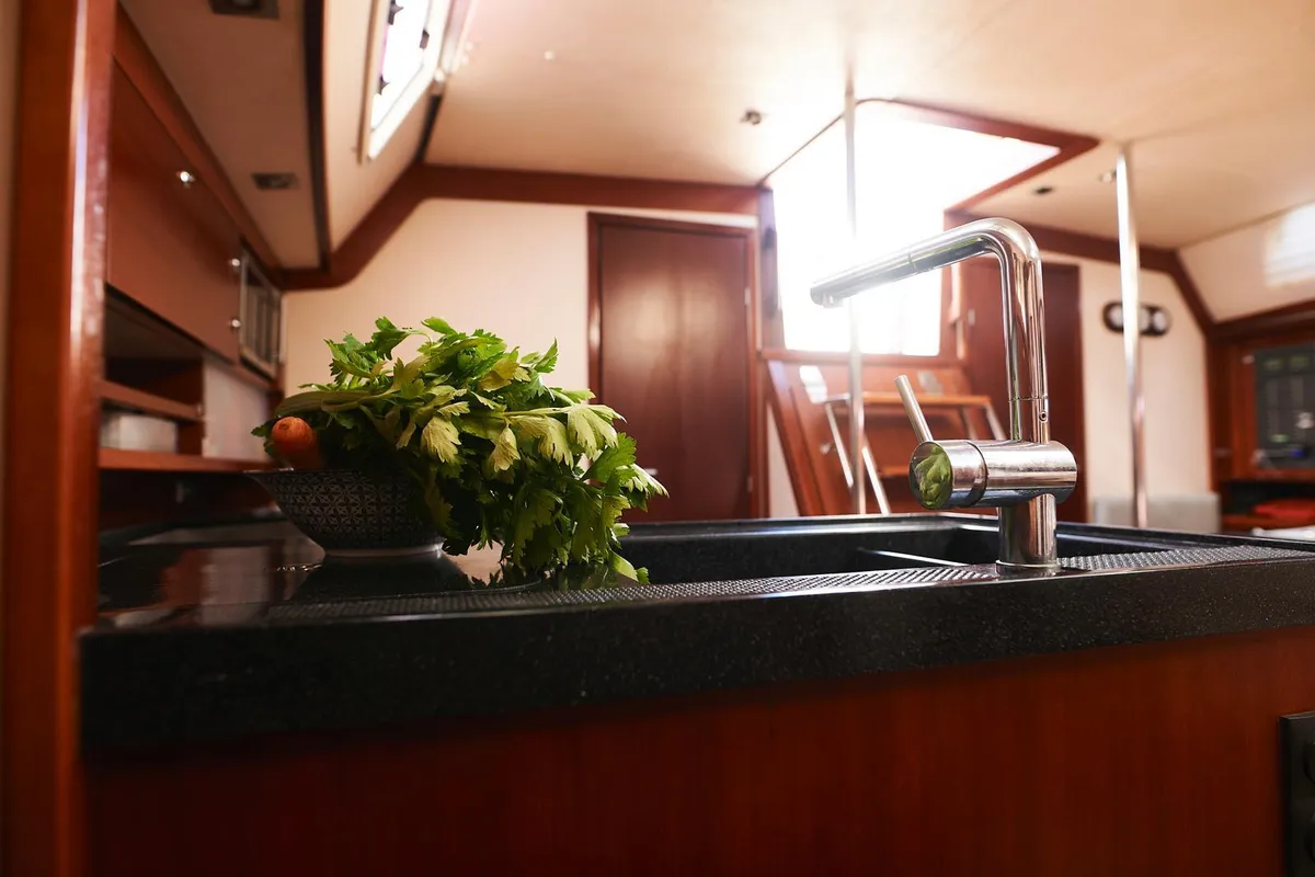 Galley of Yannis 65S, a Hanse 540e sailboat at Athens, Greece