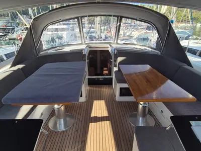 Deck of Gemile, a Hanse 460 sailboat at Fethiye, Turkey