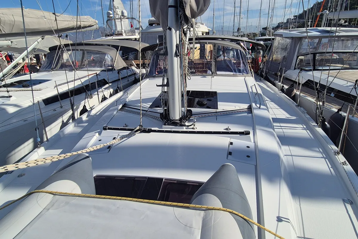 Deck of Gemile, a Hanse 460 sailboat at Fethiye, Turkey