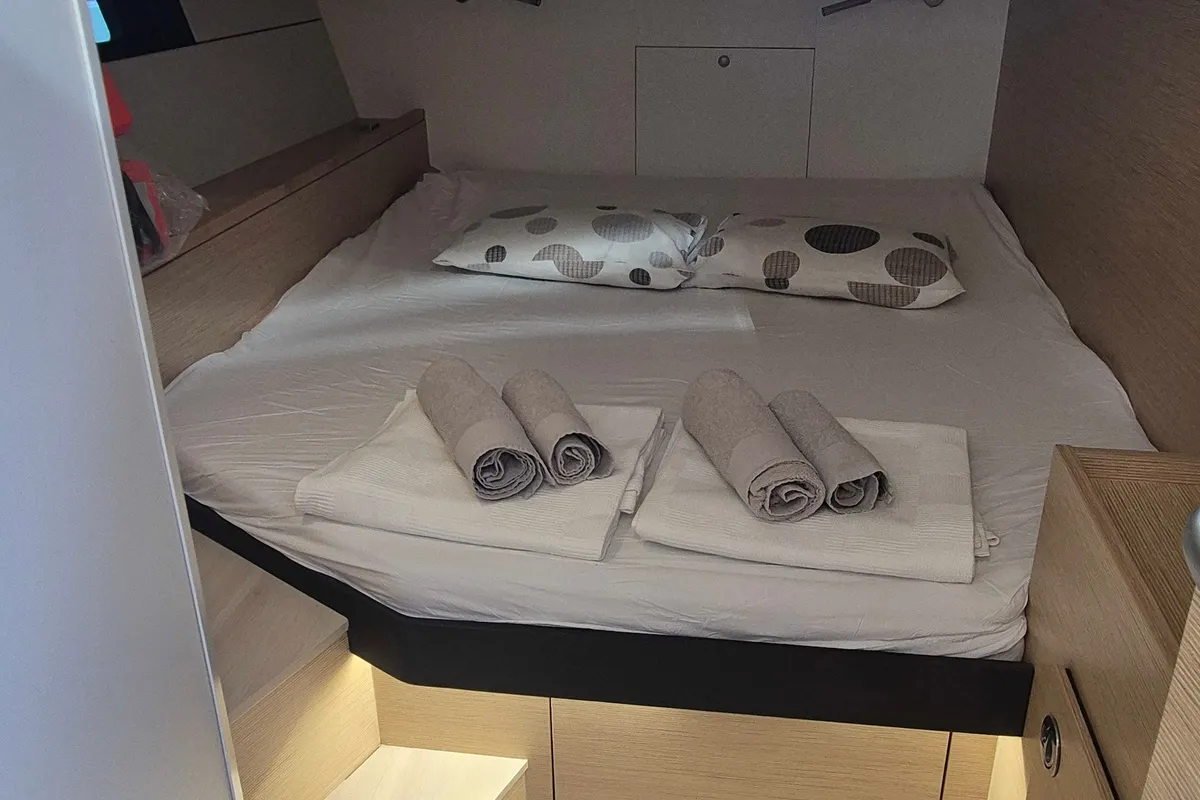 Cabin on Gemile, a Hanse 460 sailboat at Fethiye, Turkey