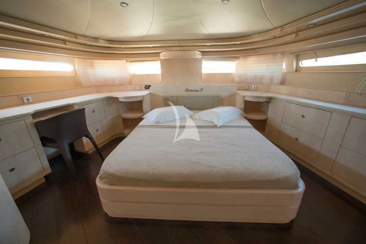 Cabin on Princess L, a Maiora 108 motor yacht at Athens, Greece