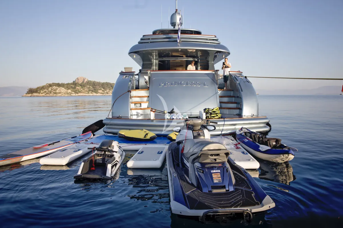 Exterior view of Princess L, a Maiora 108 motor yacht at Athens, Greece