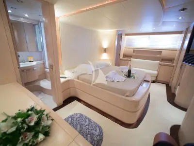 Cabin on Princess L, a Maiora 108 motor yacht at Athens, Greece