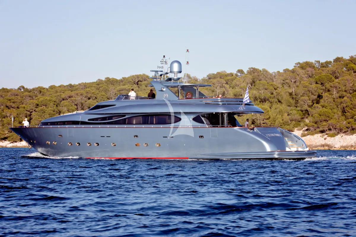 Exterior view of Princess L, a Maiora 108 motor yacht at Athens, Greece